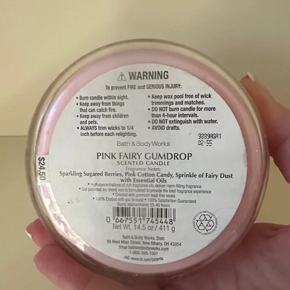 Bath & Body Works Pink Fairy Gumdrop Candle with Silver Lid - Picture 2 of 3